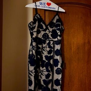 Lulu's Navy and White Floral Midi Dress